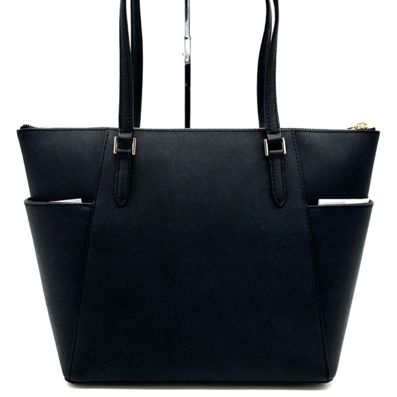 Michael Kors Large Charlotte Tote Bag Luggage Leather Black - Picture 5 of 12